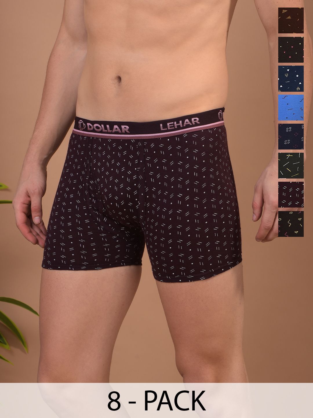 Dollar Pack Of 8 Assorted Combed Cotton Trunks MLHTR-06-P-ASSORT1-PO8