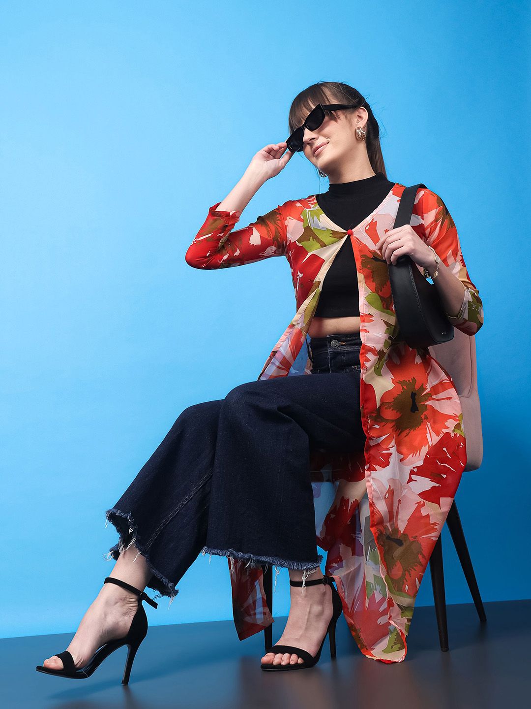 MINOS Floral Printed Longline Shrug