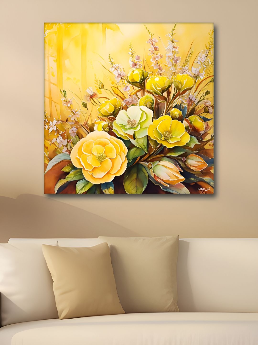 RANDOM Yellow & Brown Floral And Botanical Canvas Wall Art