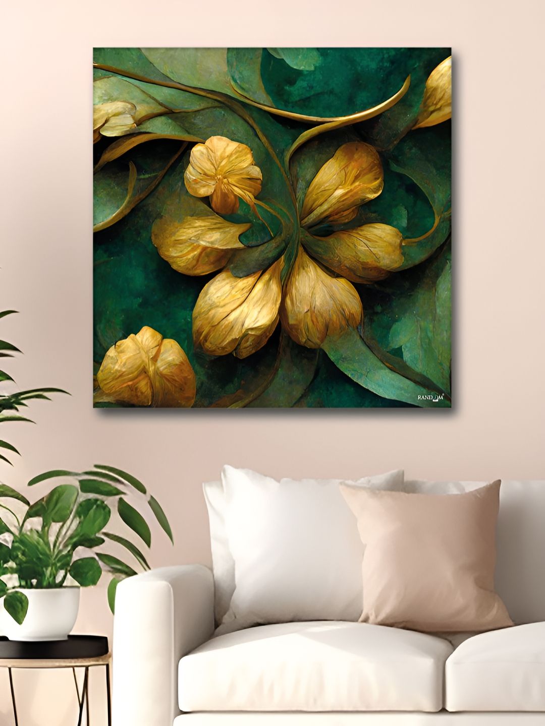 RANDOM Gold-Toned & Green Floral And Botanical Canvas Wall Art