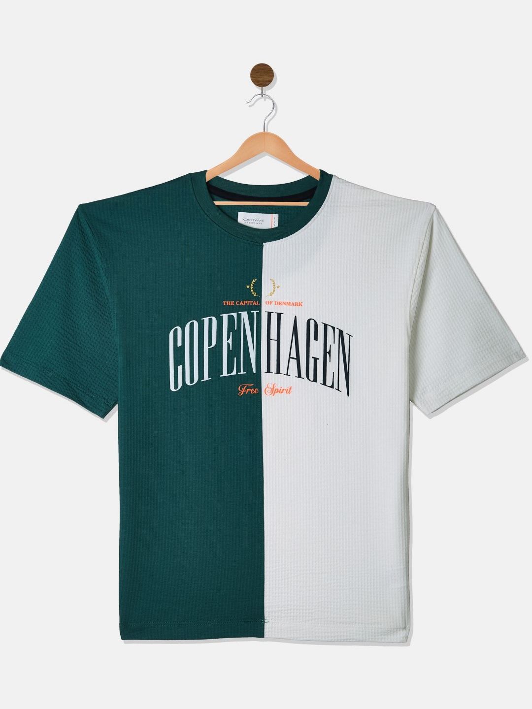 Octave Boys Colourblocked Round Neck Cotton T-shirt