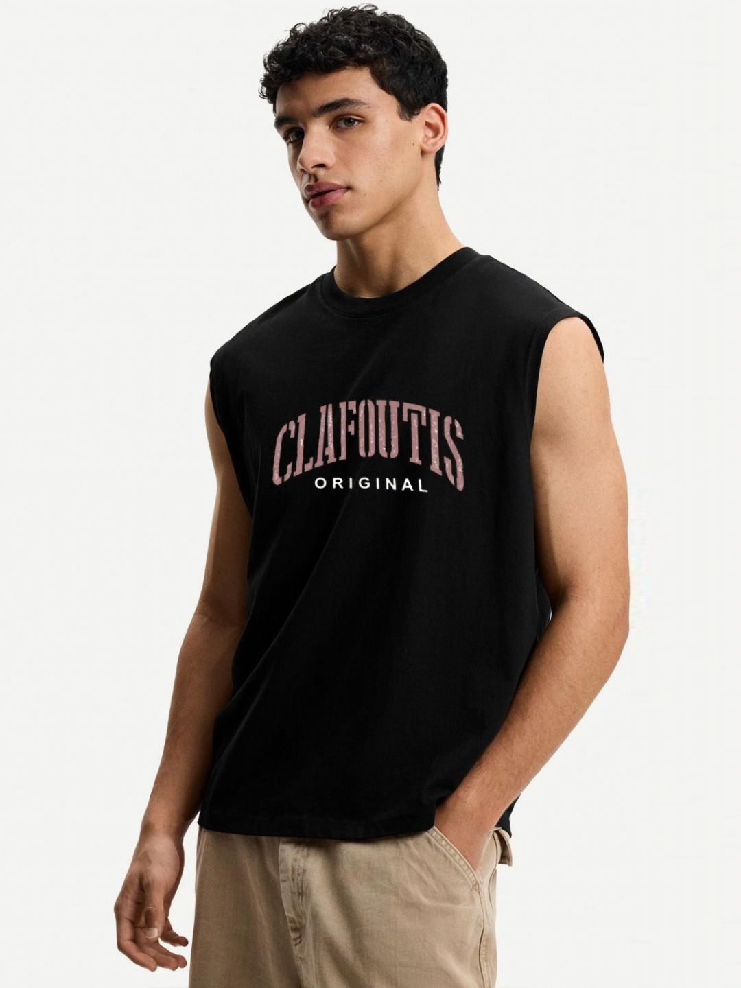 Moda Rapido Typography Printed Round Neck No Sleeves T-shirt