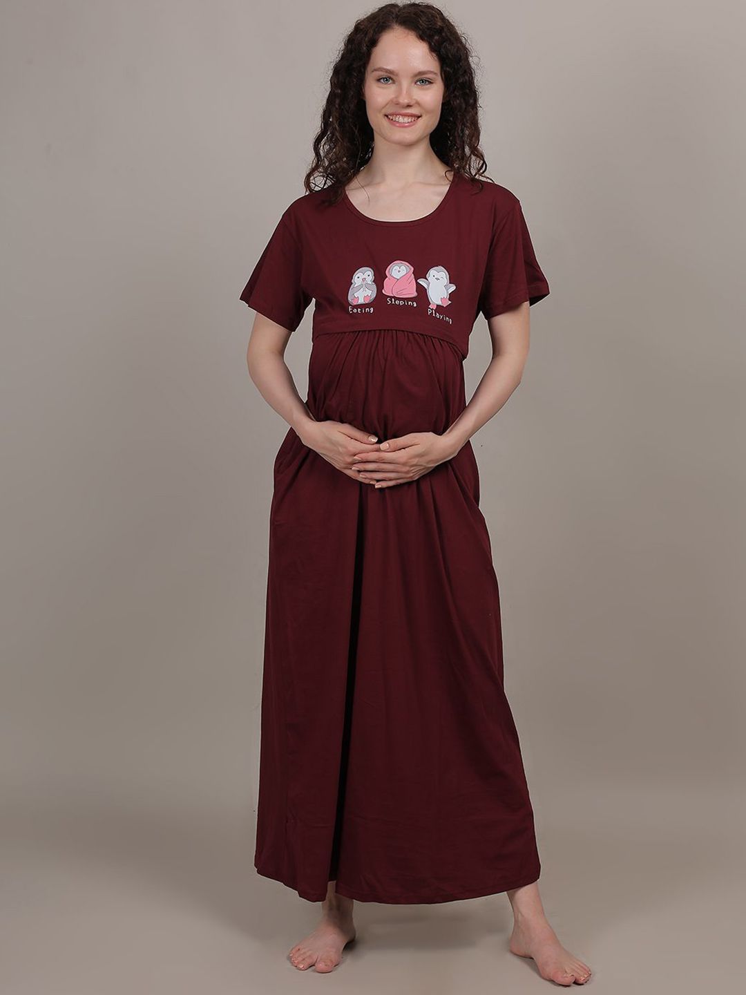 Fabme Printed Maxi Nightdress