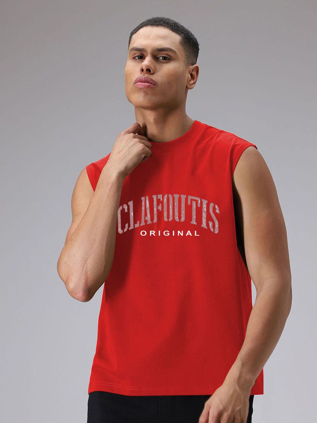 Moda Rapido Typography Printed Round Neck No Sleeves T-shirt