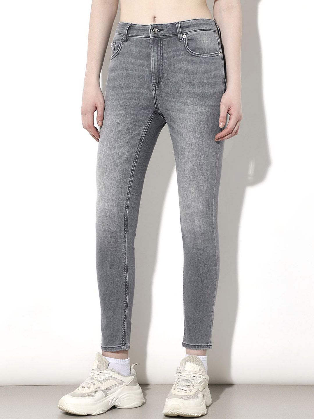 ONLY Women Skinny Fit Mid-Rise Heavy Fade Stretchable Jeans