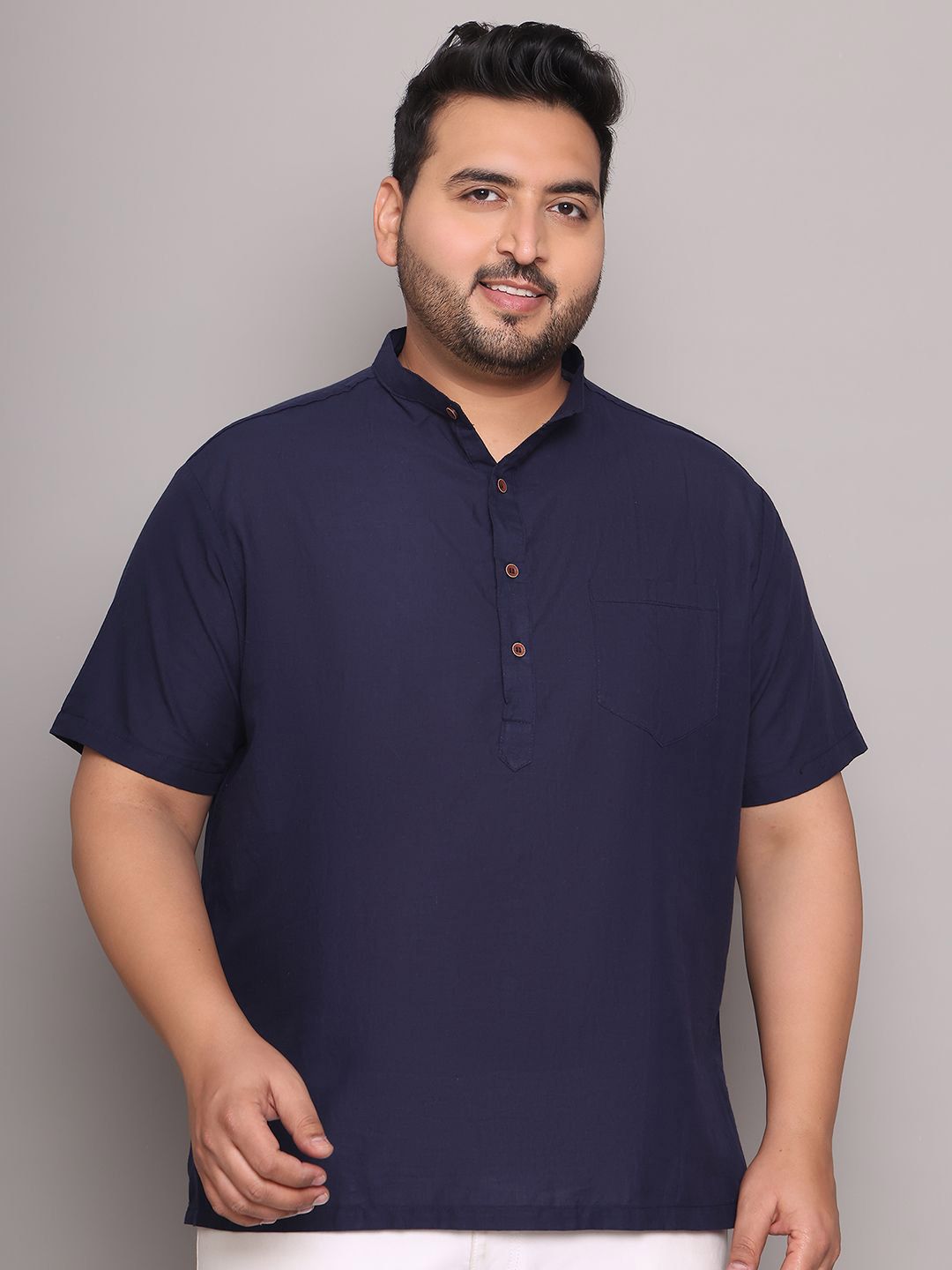 Enchanted Drapes Mandarin Collar Cotton Straight Kurta