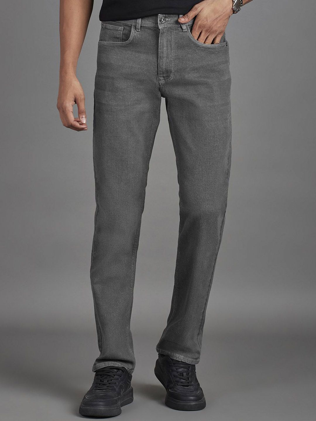 Reid & Taylor Men Solid Smart Regular Fit Mid-Rise Jeans