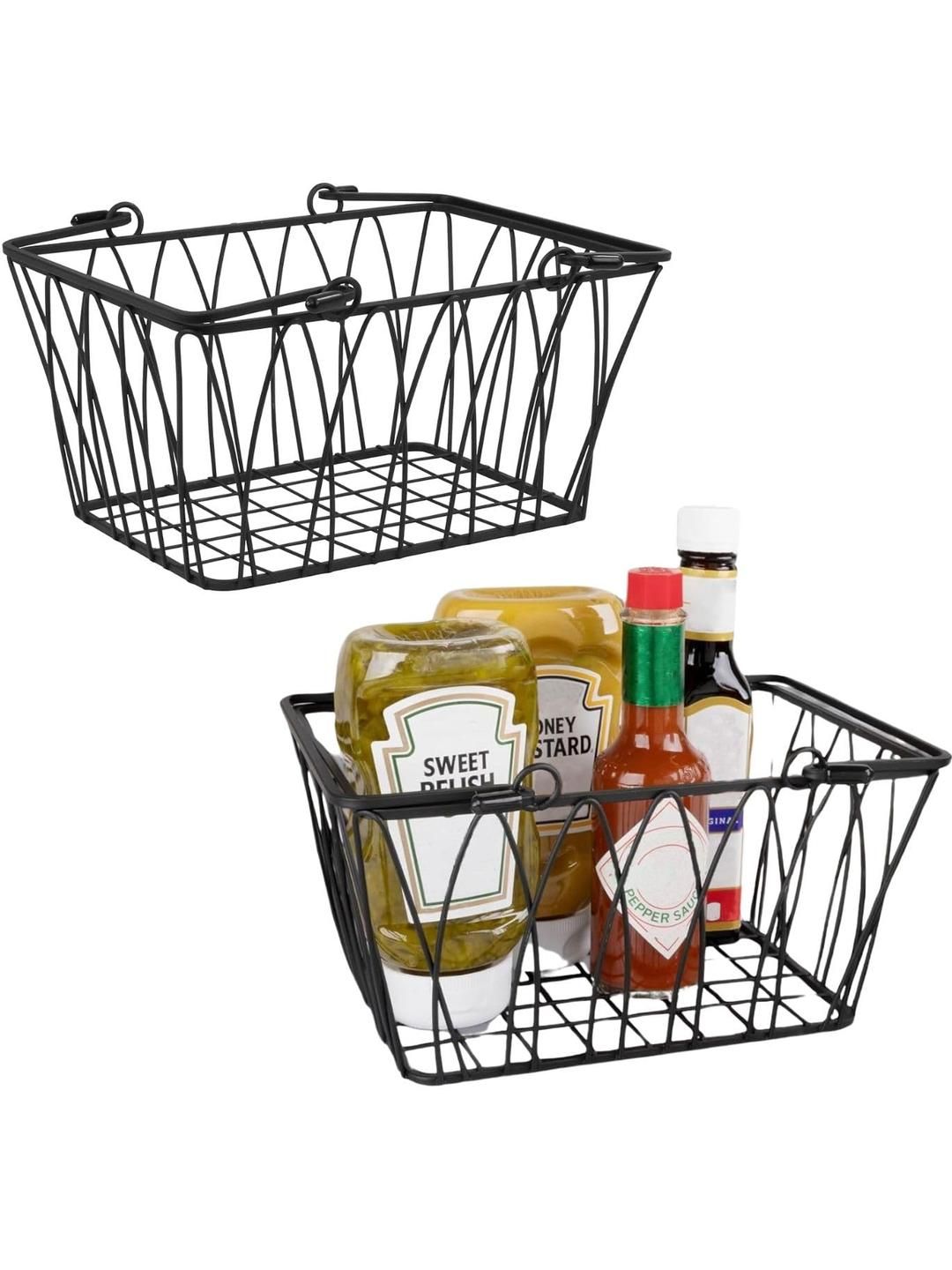 Go Hooked Black Storage Basket with Handles Organisers - Set of 2