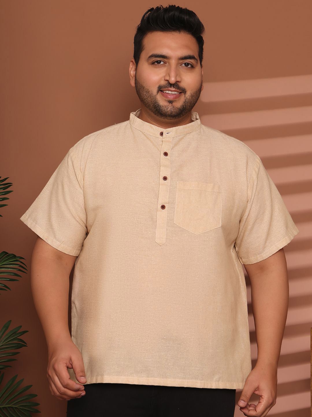 Enchanted Drapes Men Plus Size Solid Daily Cotton Straight Kurta