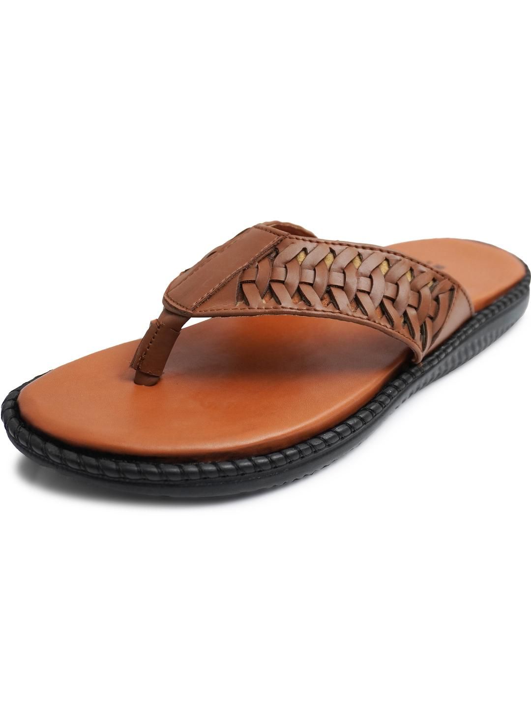 RUNRAVE Tan Synthetic Flip Flops