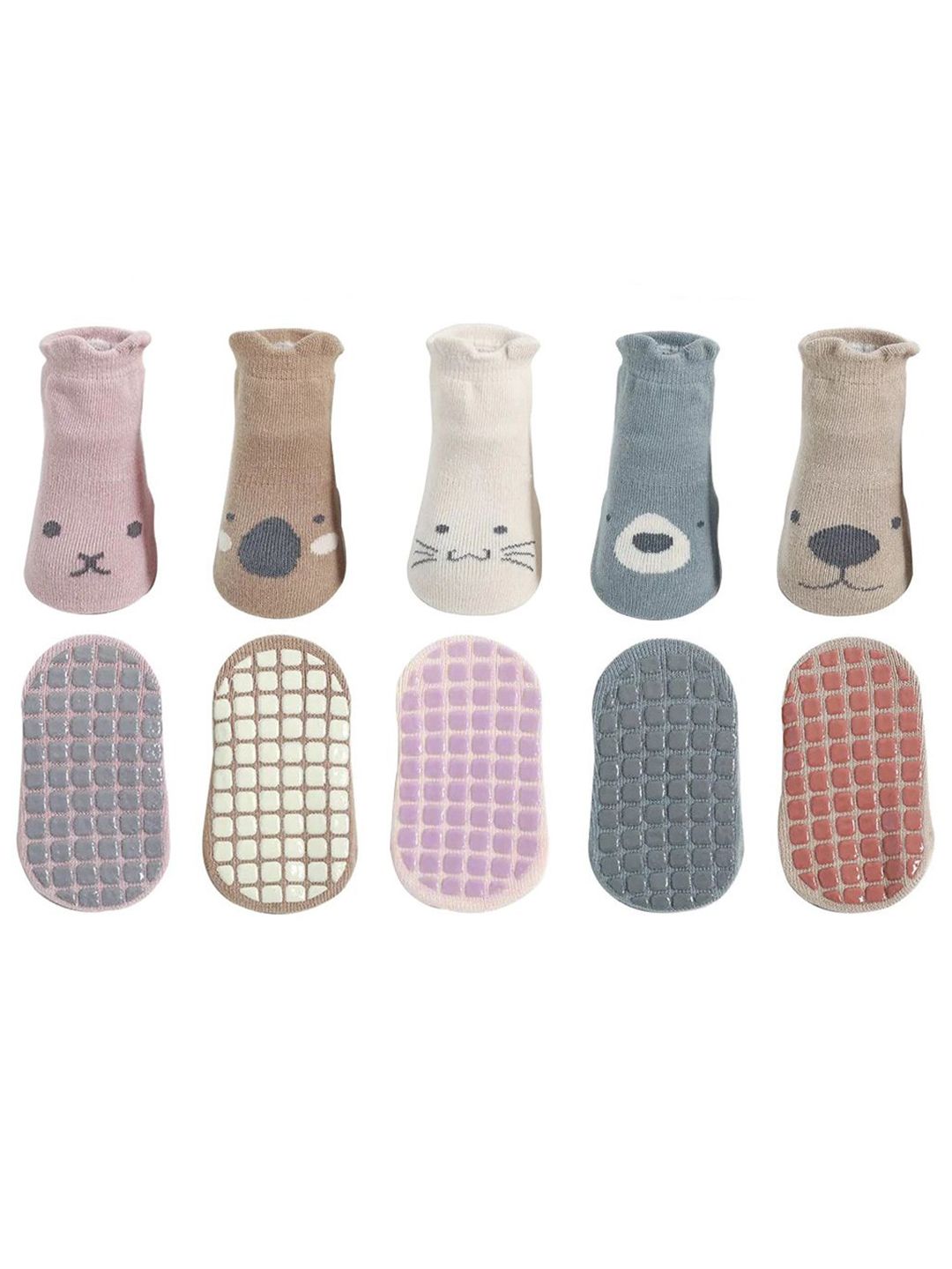 Gustave Infants Pack Of 5 Printed Anti Slip Grip Ankle Length Socks
