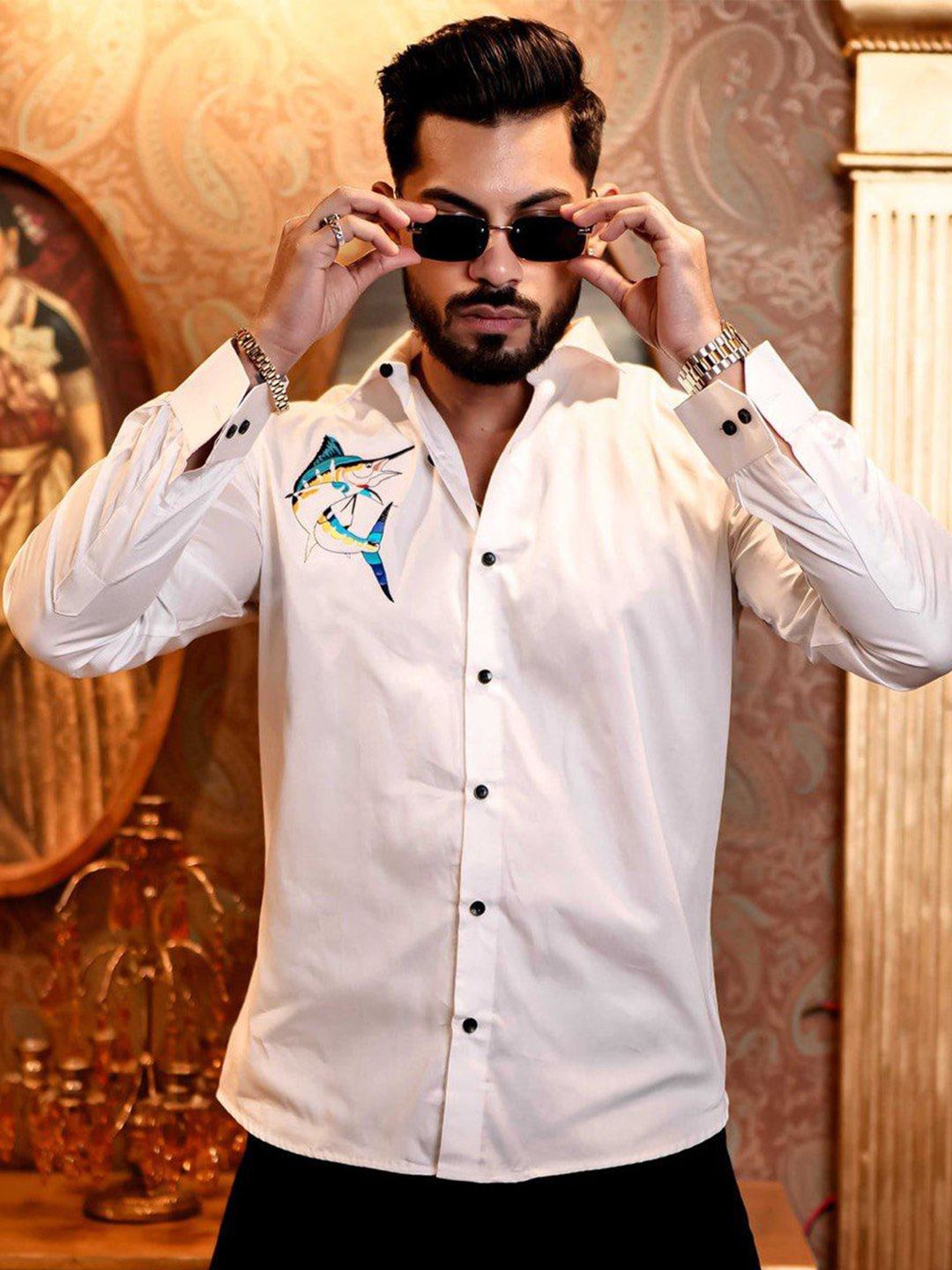 MARMIC FAB Men Graphic Printed Spread Collar Cotton Casual Shirt