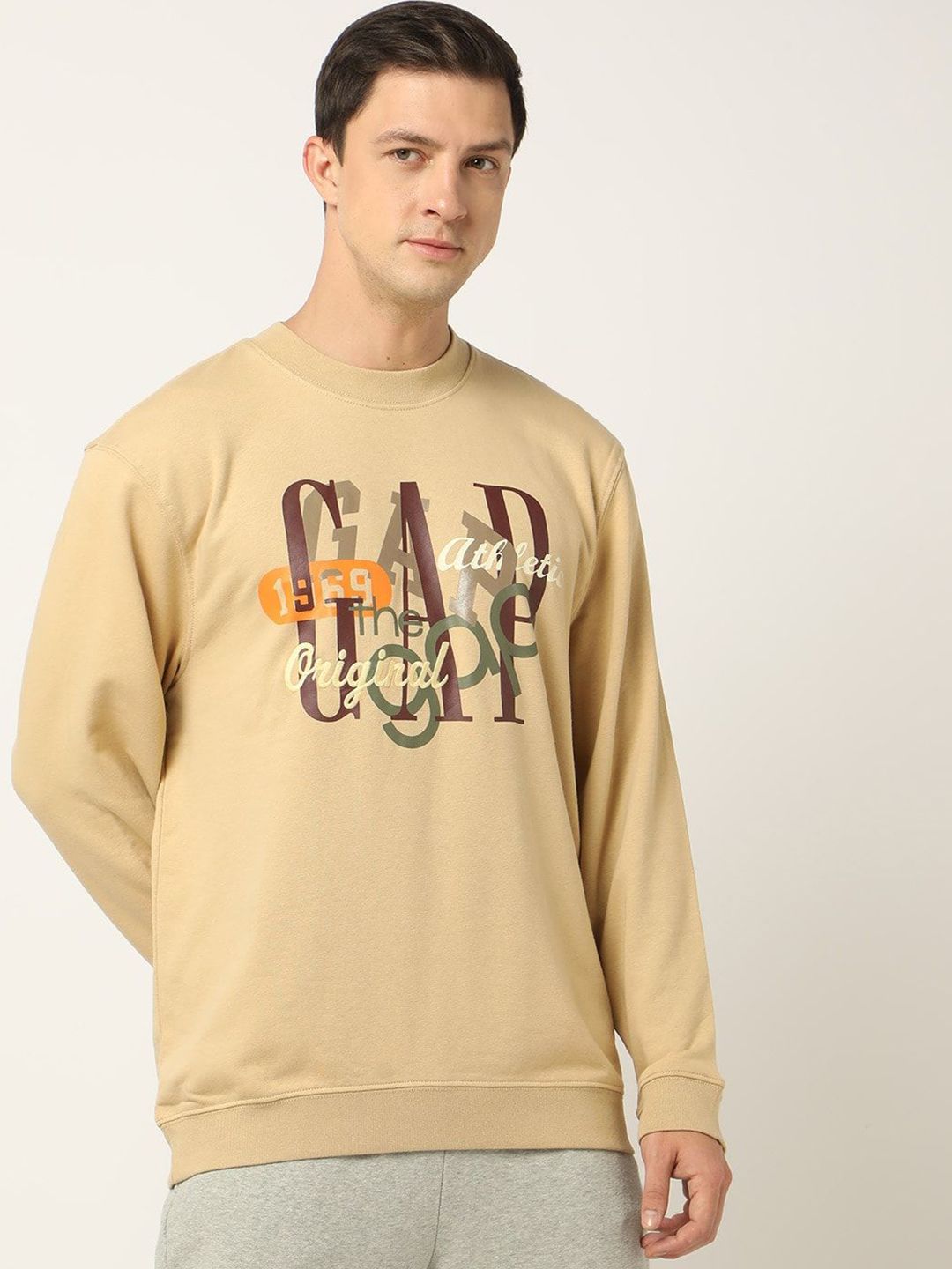 GAP Men Brand Logo Printed Crew Neck Pullover