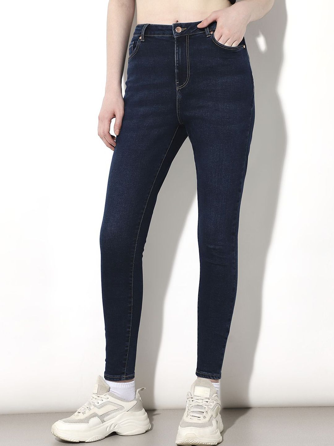 ONLY Women High-Rise Light Fade Stretchable  Denim Slim Fit Jeans