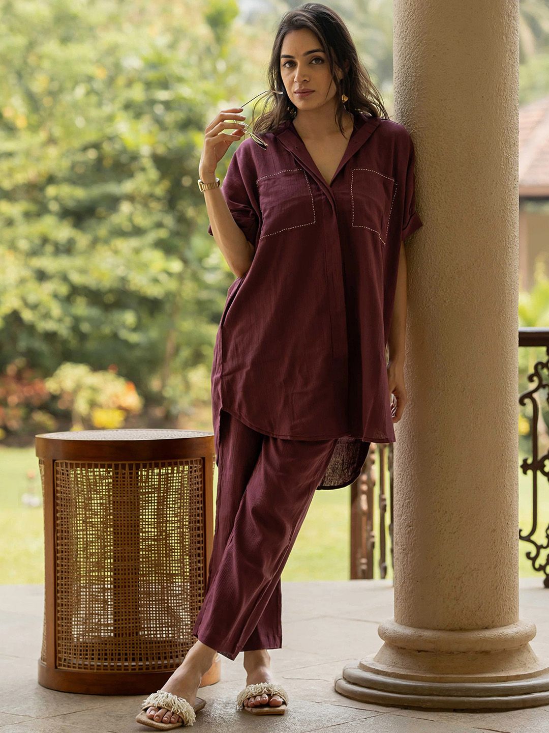 Buy GoSriKi Shirt Collar Shirt With Palazzo Co-Ords - Co-Ords for