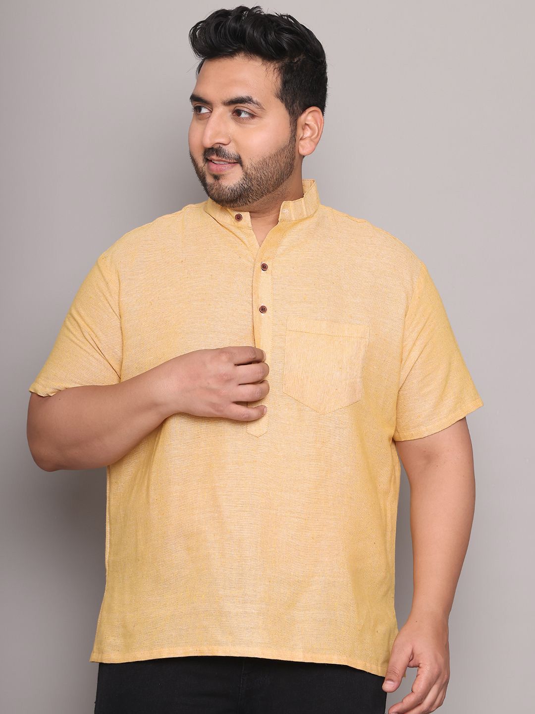 Enchanted Drapes Men Plus Size Solid Daily Cotton Straight Kurta