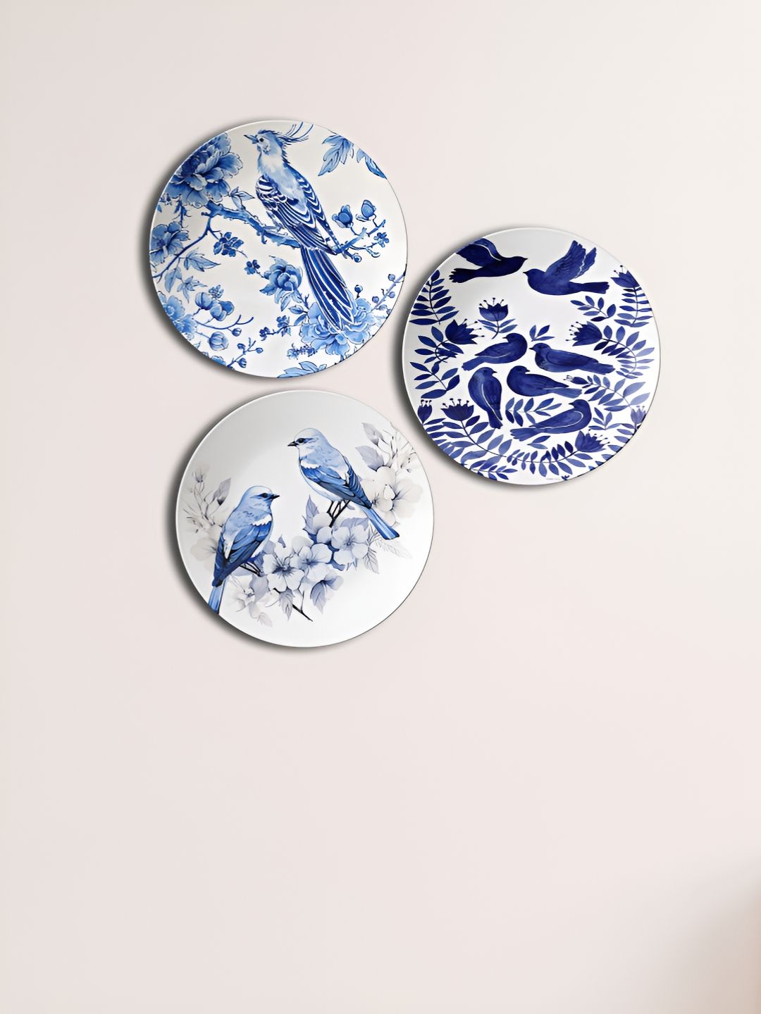 THE QUIRKY HOME with a Wingbeat Ceramic Bohemian Glossy Hall 3Pcs Wall Plates-9.8In