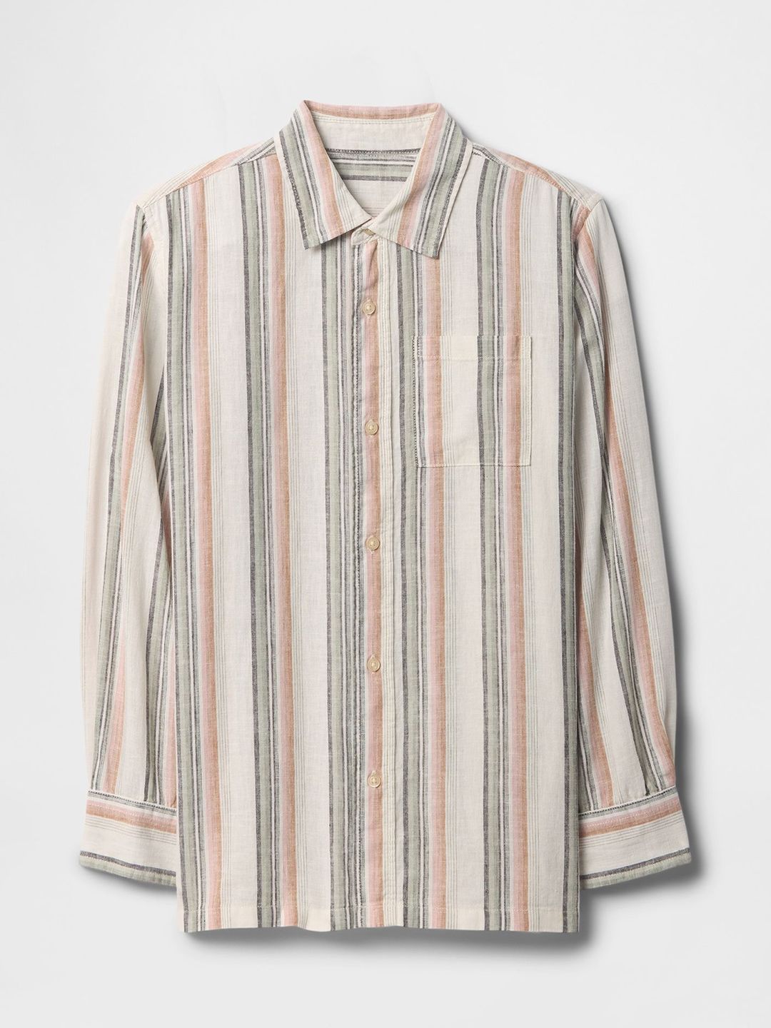 GAP Boys Relaxed Fit Vertical Striped Spread Collar Casual Shirt