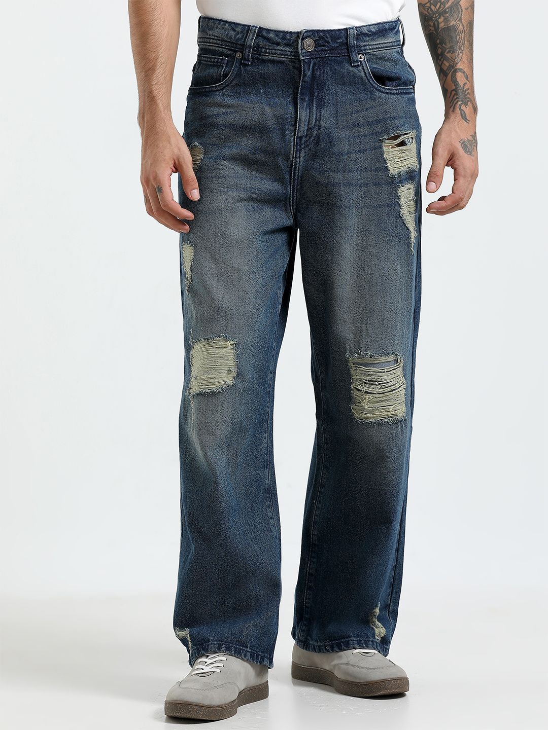 Espanshe Men Mid-Rise Mildly Distressed Light Fade Jeans