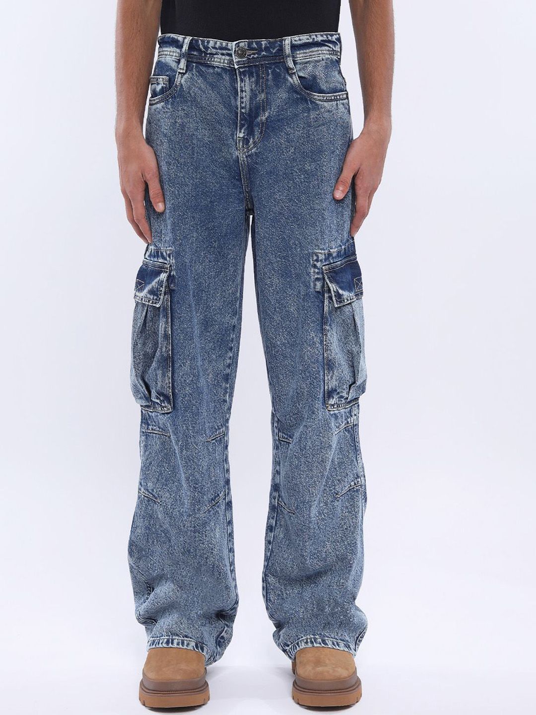 Espanshe Men Arlo Dark Blue Baggy Cargo Jean