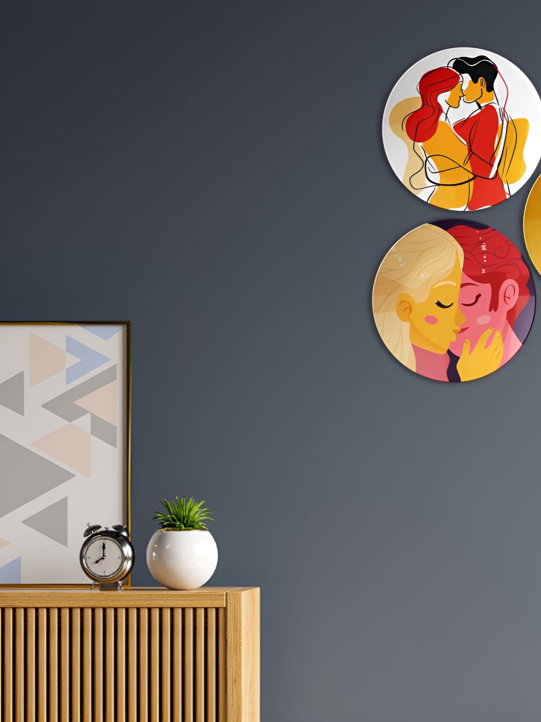 THE QUIRKY HOME Love in Every Hue Ceramic Bohemian Glossy Hall 3Pcs Wall Plates-10In