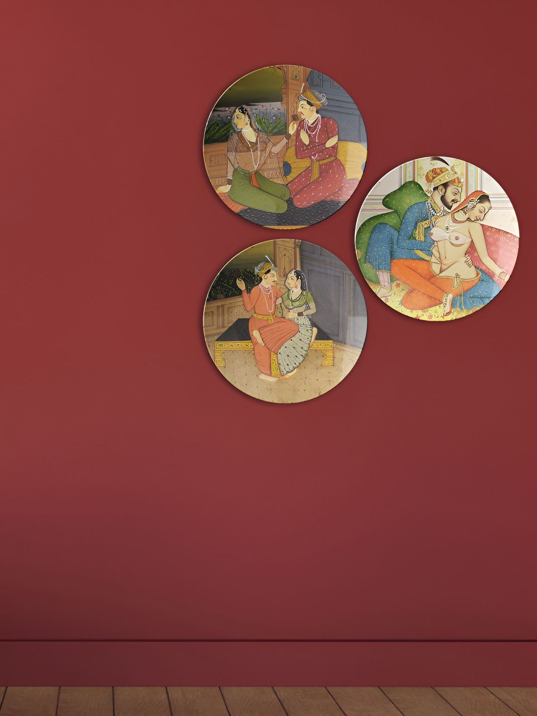 THE QUIRKY HOME Peacock Paradise Trio Ceramic Bohemian Glossy Hall 3Pcs Wall Plates-10In