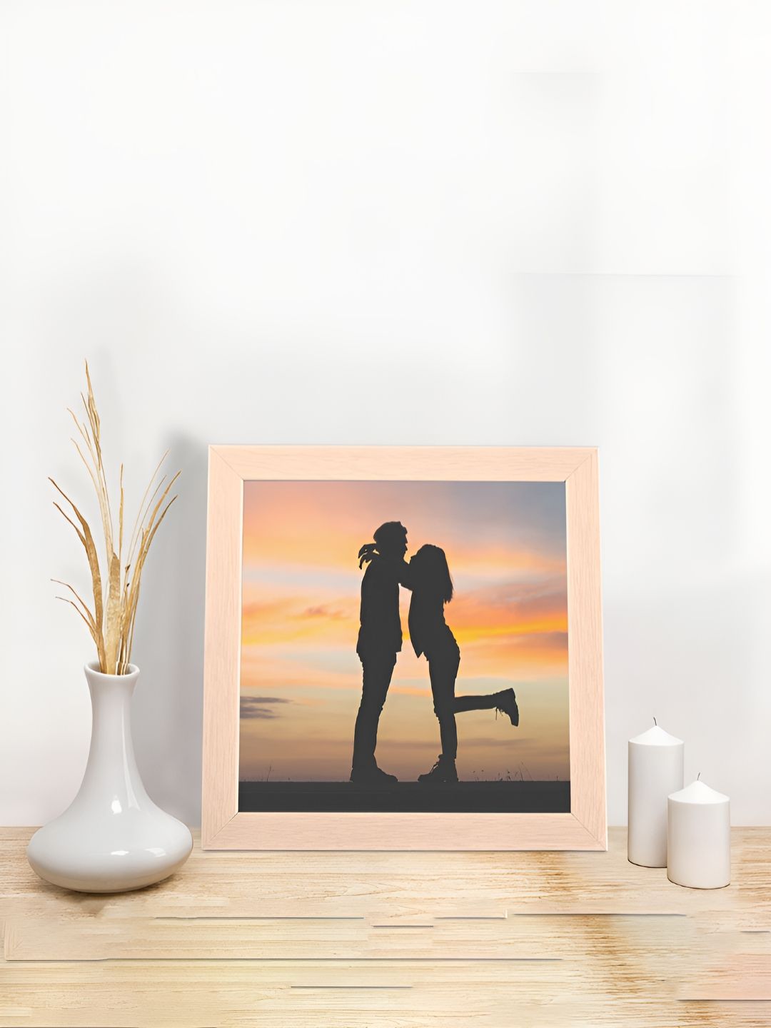 Kuber Industries Kuber Industries Cream-Coloured Wooden Table Top Photo Frame With Stand