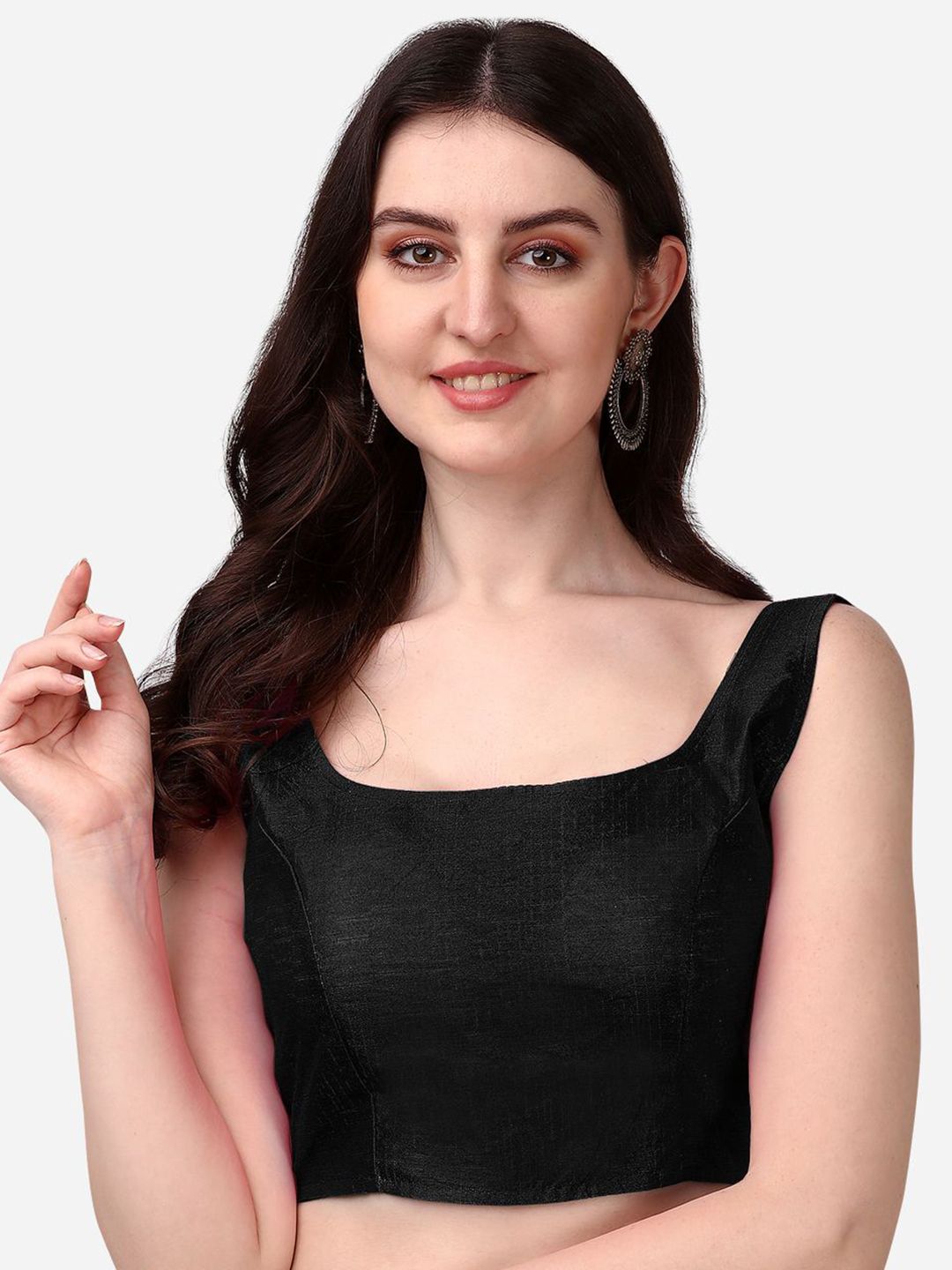 HERE&NOW Round Neck Padded Silk Saree Blouse