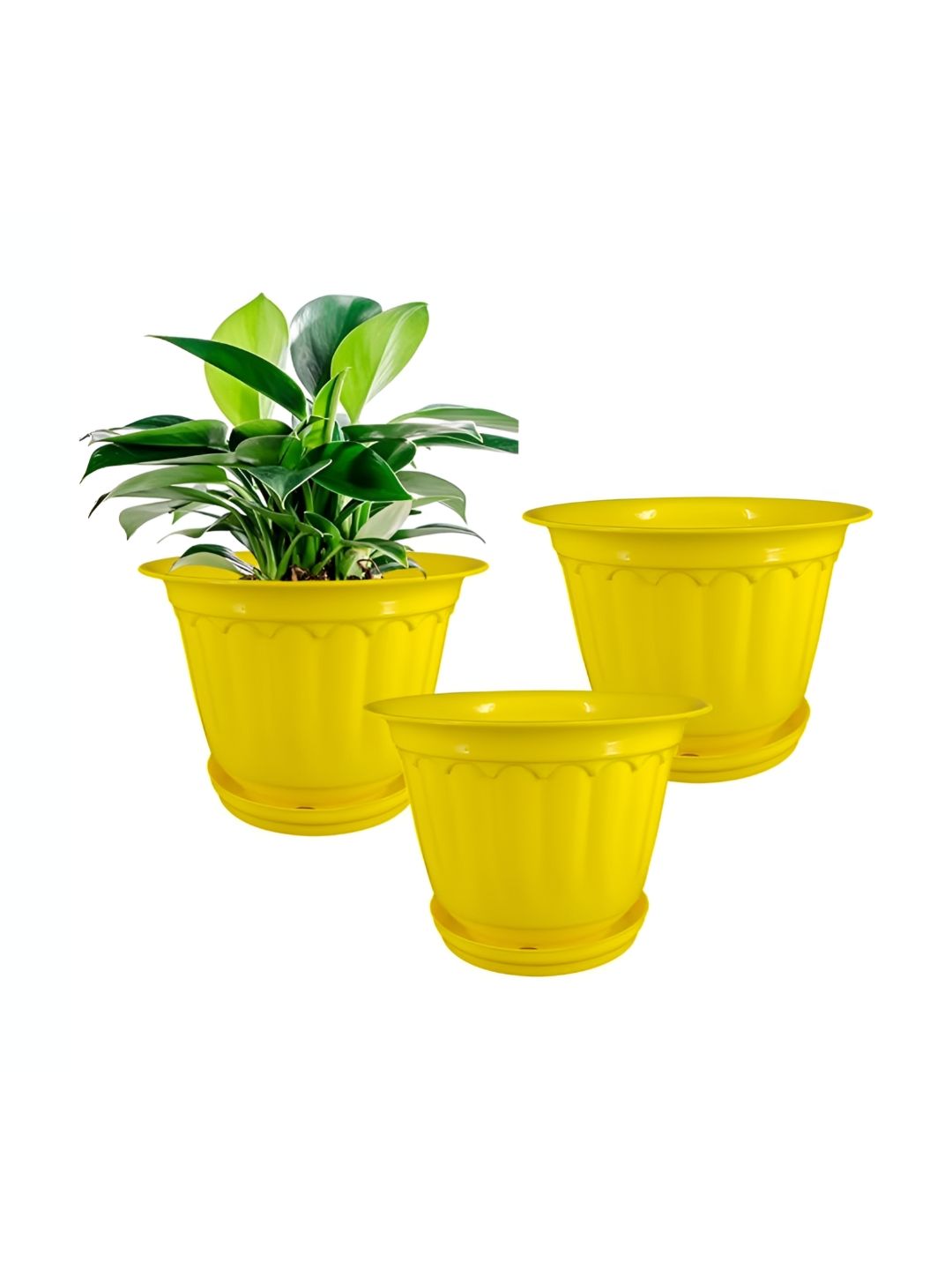 GARDEN'S NEED 3-Pcs Yellow Textured Planters