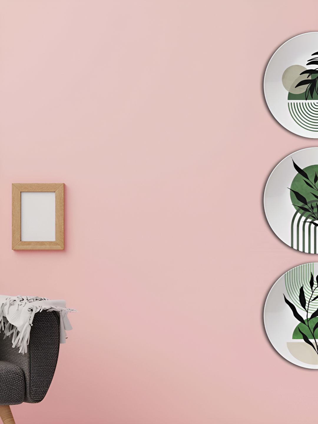 THE QUIRKY HOME Ceramic Bohemian Glossy Hanging Hall 3Pcs Wall Plates-10In