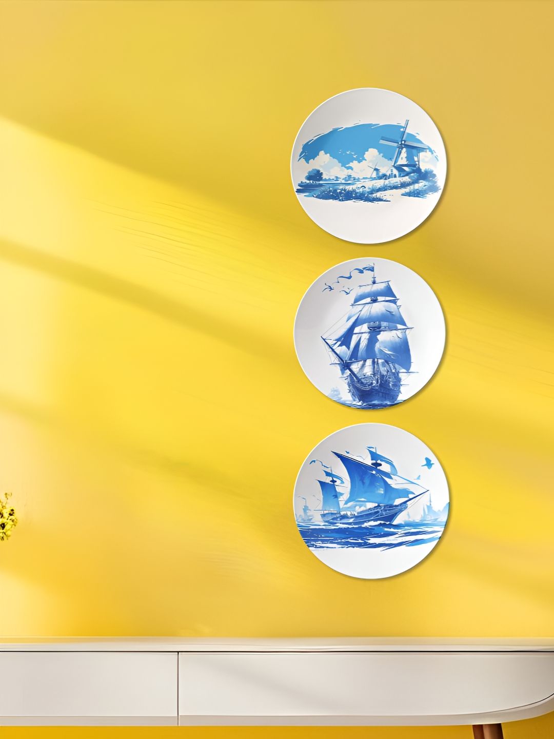 THE QUIRKY HOME Dream, Believe, Be You Ceramic Bohemian Glossy Hall 3Pcs Wall Plates-10In