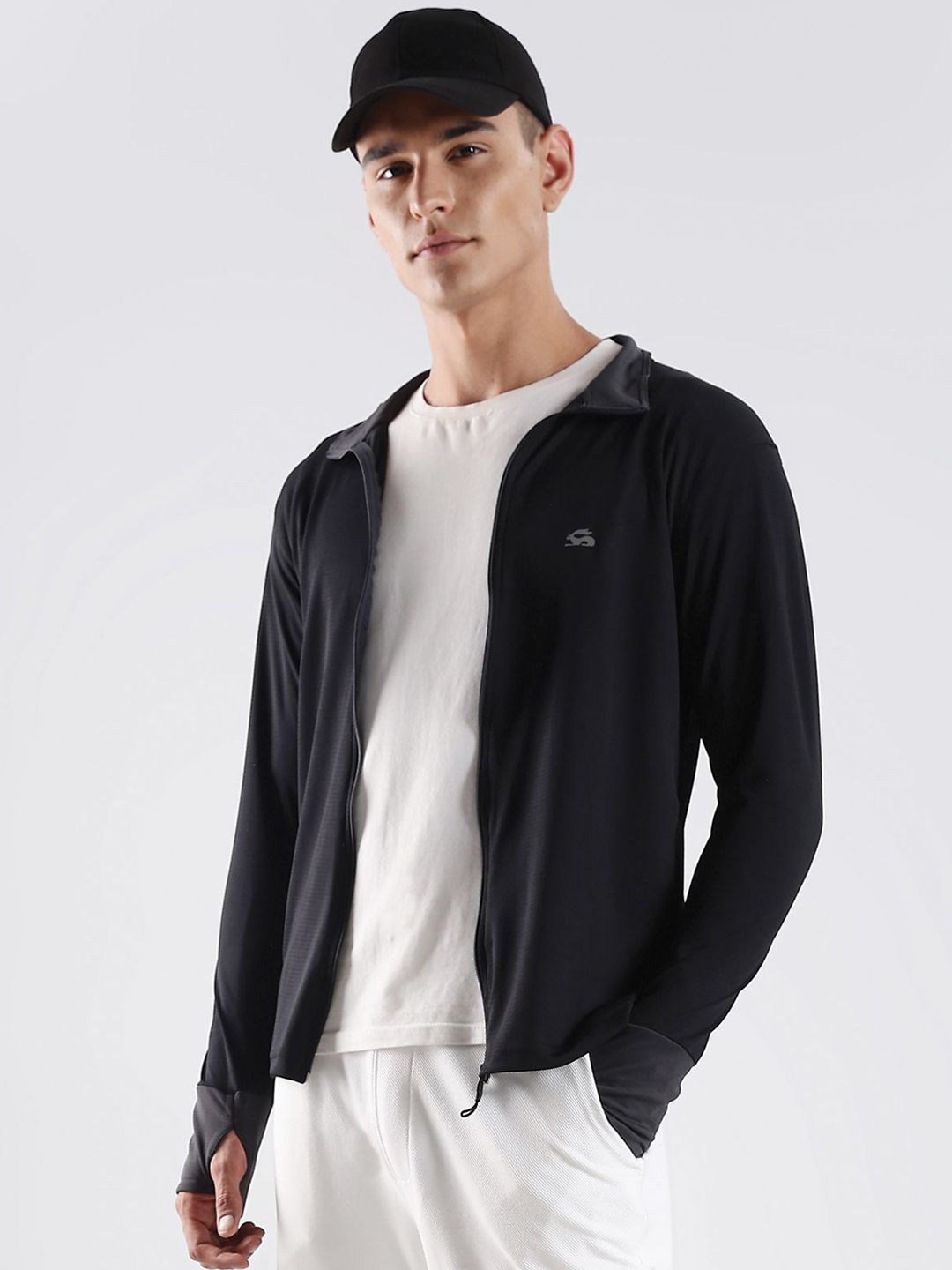 ADRO Men Mock Collar Solid Lightweight Casual Sporty Jacket