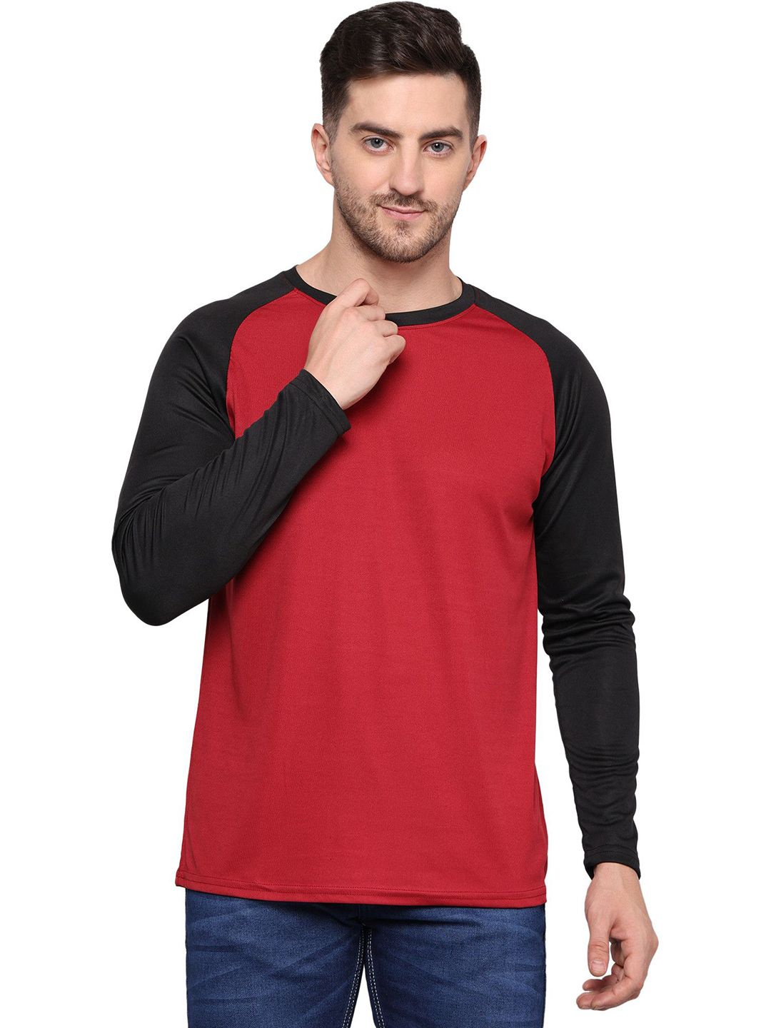 TQH Colourblocked Round Neck Long Sleeves T-shirt