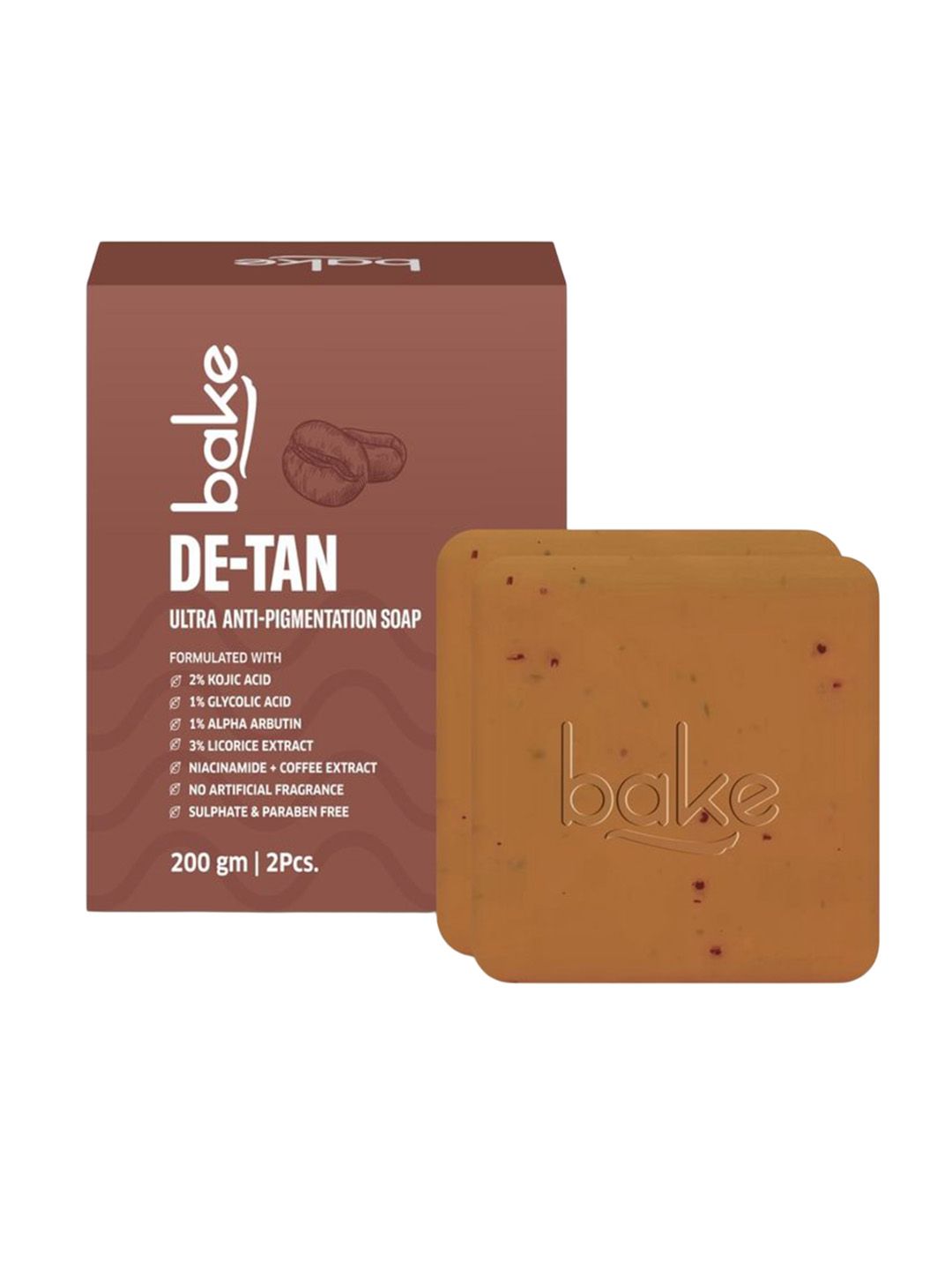 BAKE Set Of 2 De-Tan Coffee Soap - 100 g Each