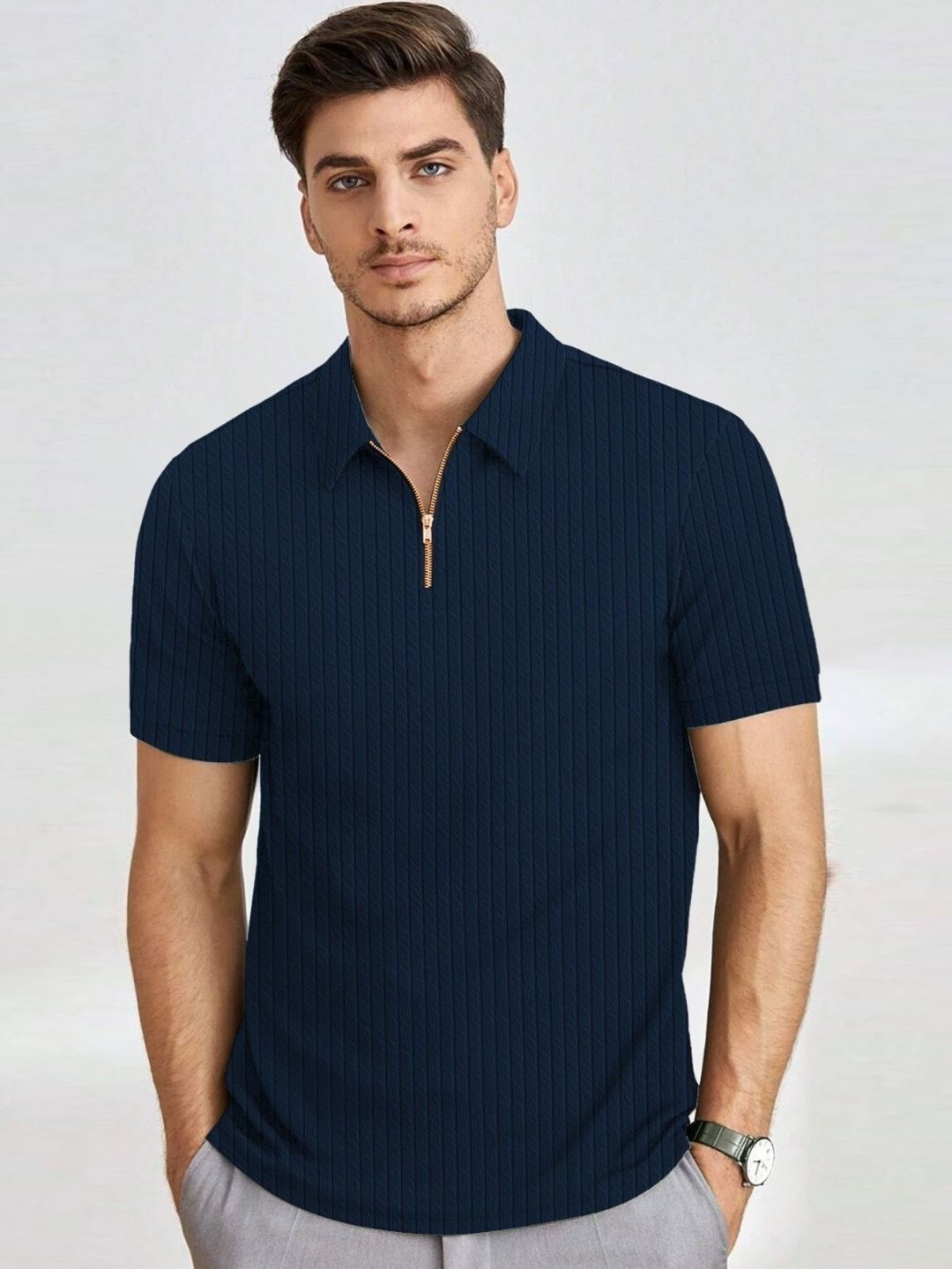 KAJARU Self Design Polo Collar T-shirt