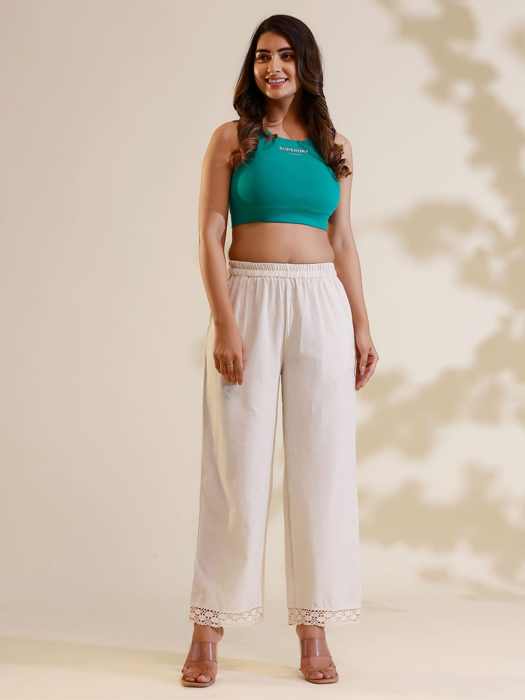 Vivika Women Straight Cut Lace Ethnic Palazzos with Pockets XXS
