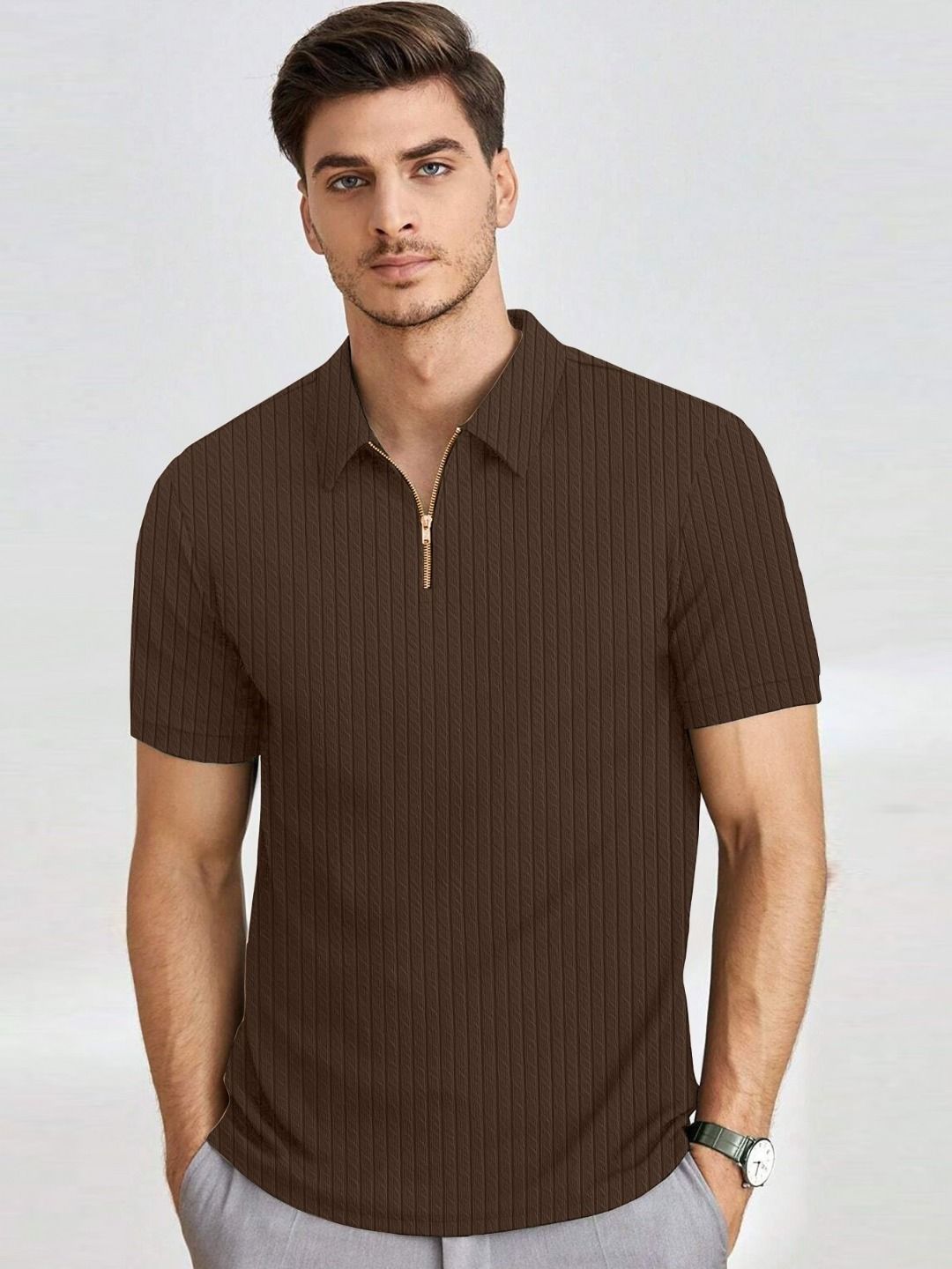 KAJARU Self Design Polo Collar T-shirt