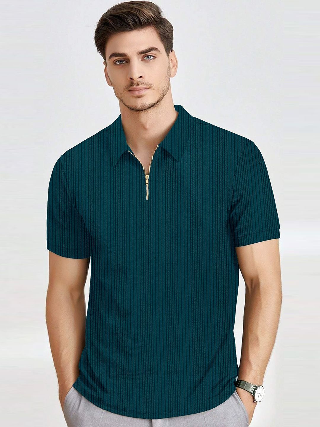 KAJARU Self Design Polo Collar T-shirt