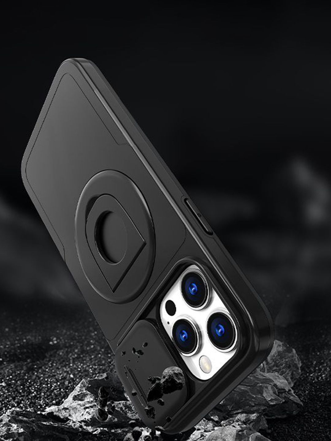 Luxury Kase Solid iPhone 15 Pro Max MagSafe Shockproof Back Case With Ring Kickstand