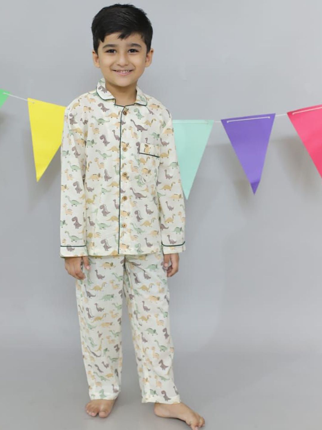 UNBIND Ziraf Boys Animal Printed Pure Cotton Night suit