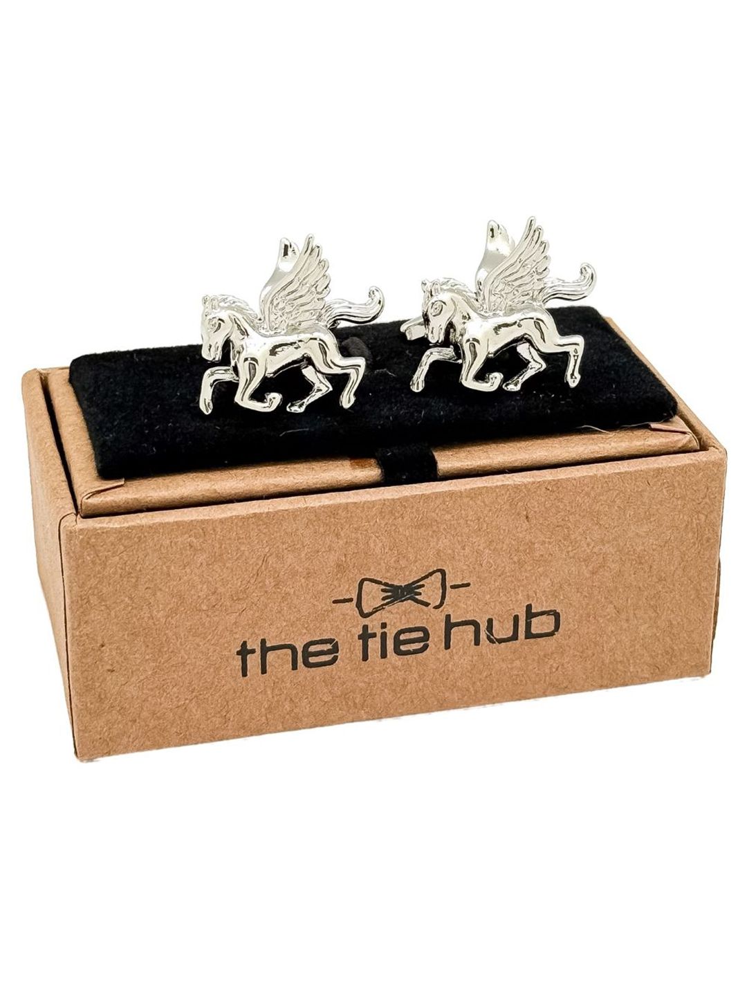 The Tie Hub Men Silver-Tone Brass Pegasus Cufflinks