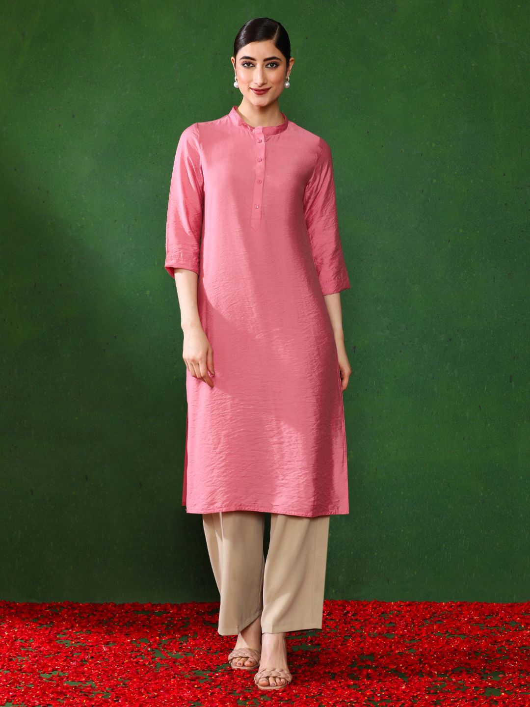 Jaipur Kurti Mandarin Collar Straight Kurta