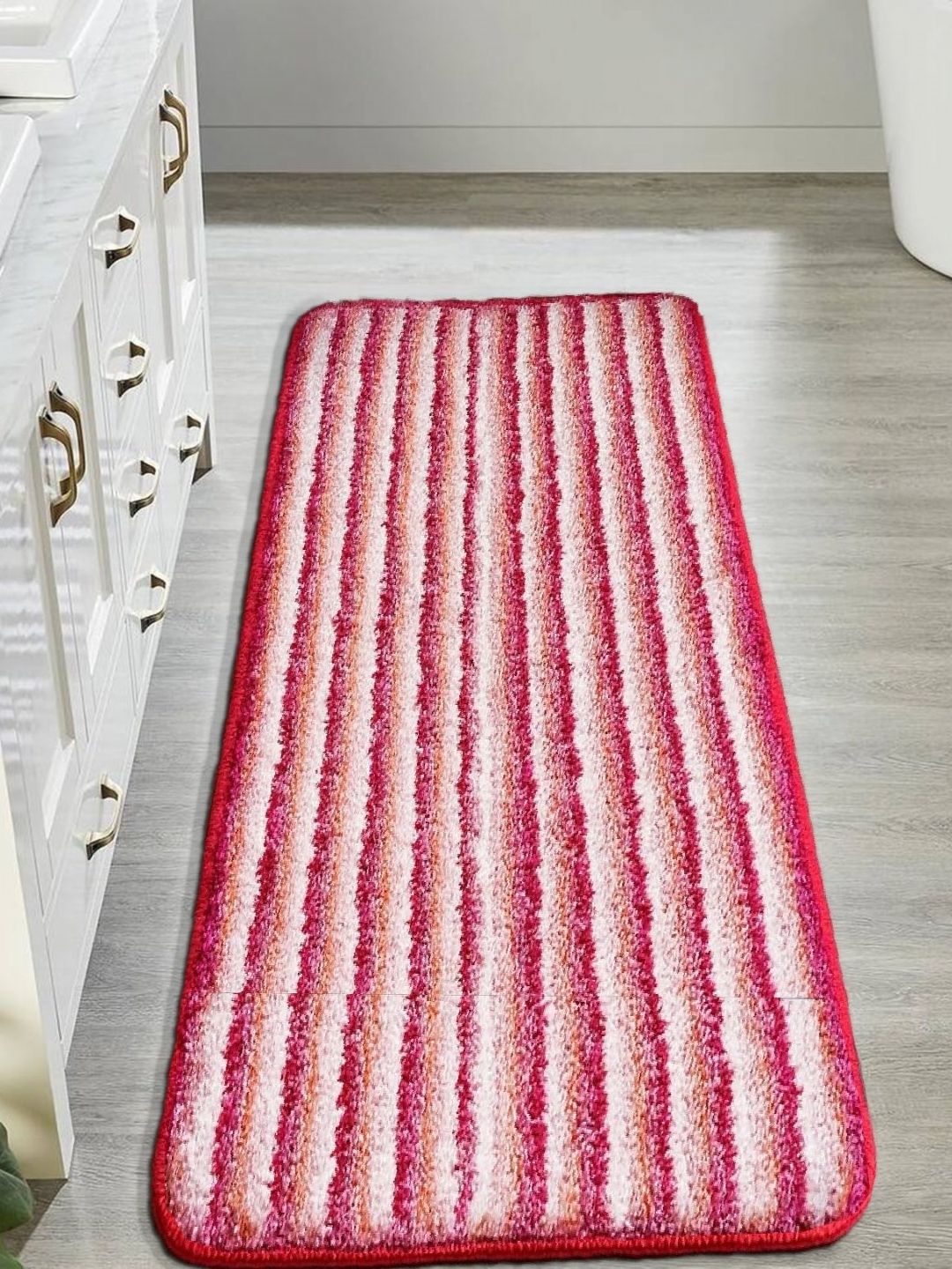 AaHo Decor Red & White Striped Anti-Slip Floor Runner