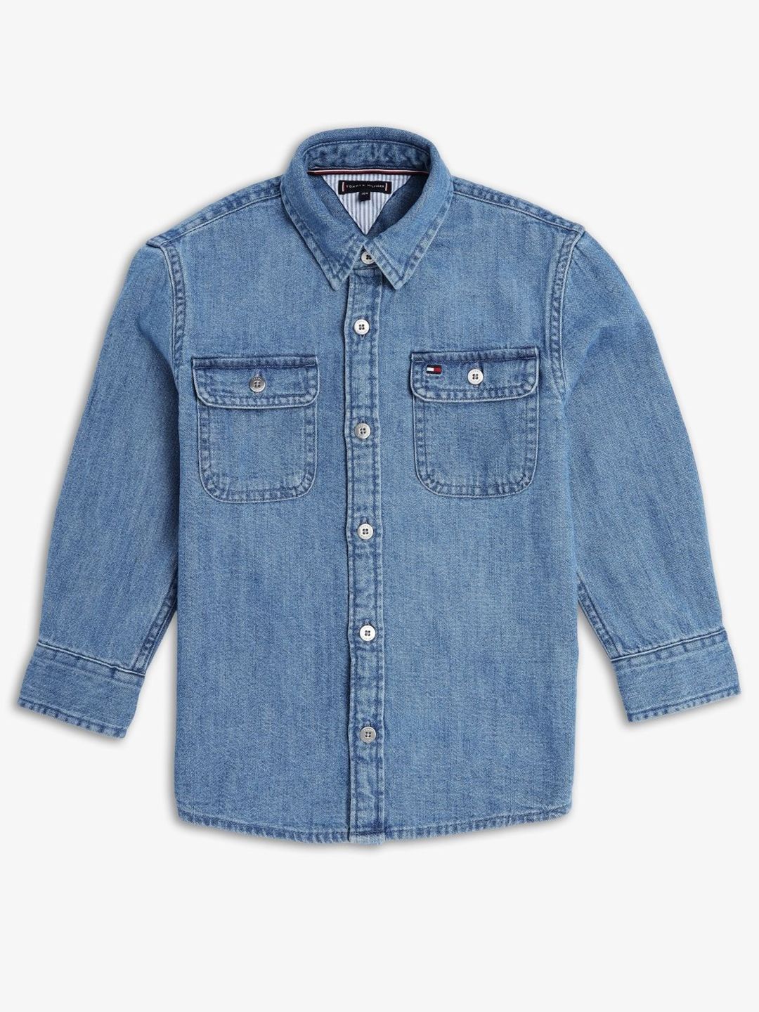 Tommy Hilfiger Boys Solid Spread Collar Pure Cotton Casual Shirt