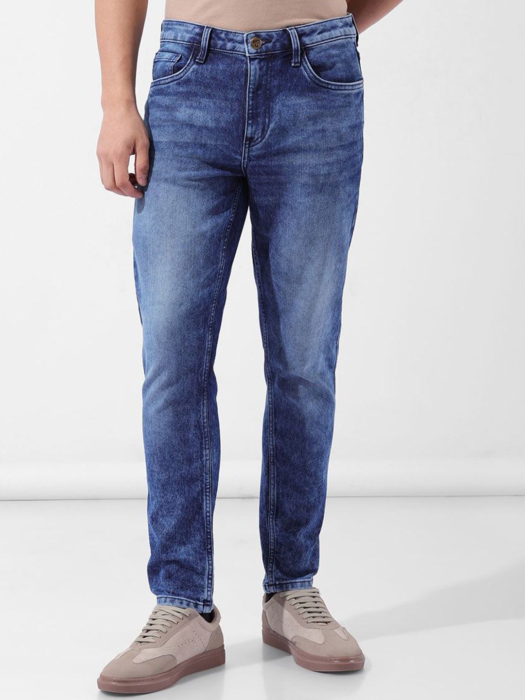 The Indian Garage Co The Indian Garage Co Men Slim Fit Mid-Rise Stretchable Cotton Jeans