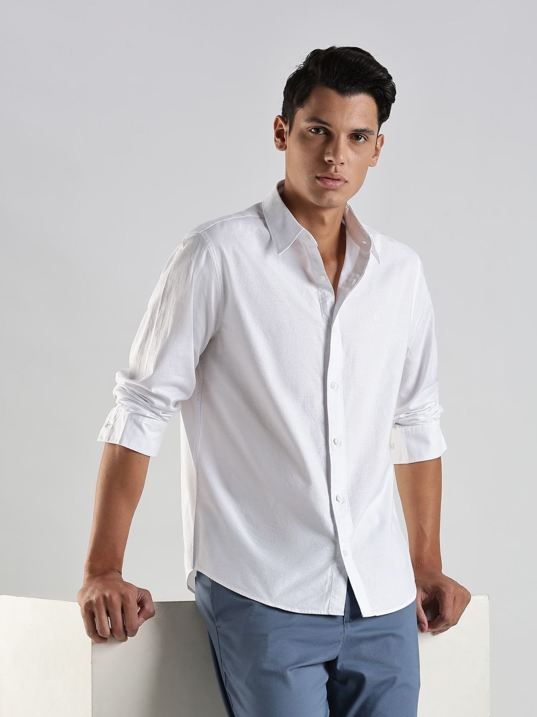 Calvin Klein Jeans Calvin Klein Jeans Men Slim Fit Solid Spread Collar Cotton Formal Shirt