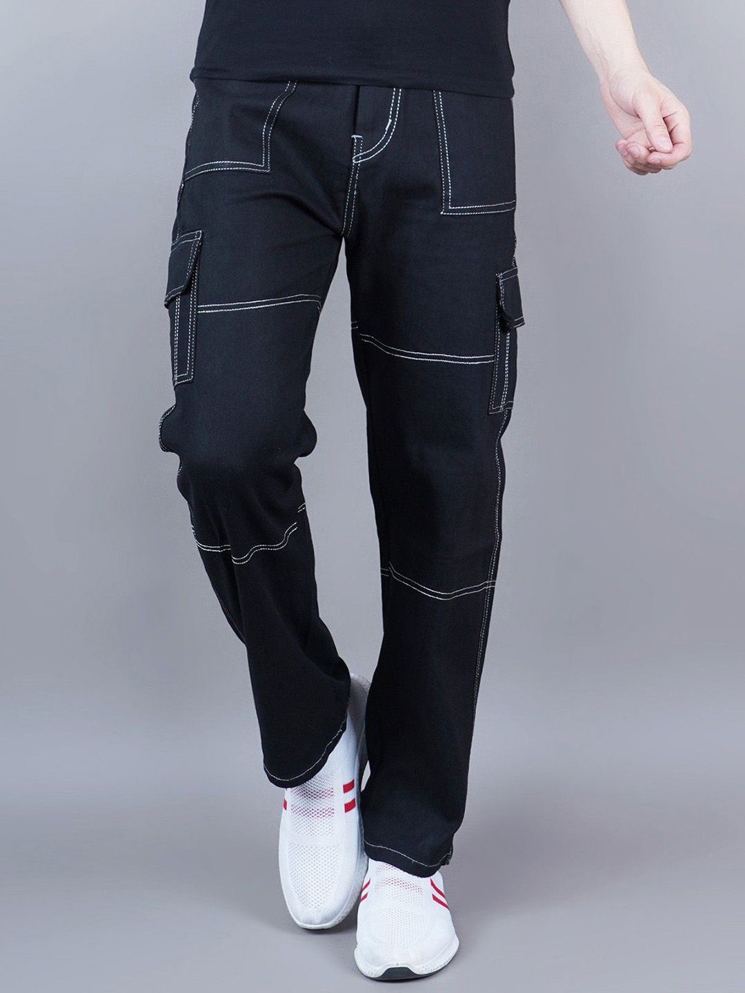 Moda Rapido Men Classic Regular Fit Mid-Rise Stretchable Cargo Styles Jeans