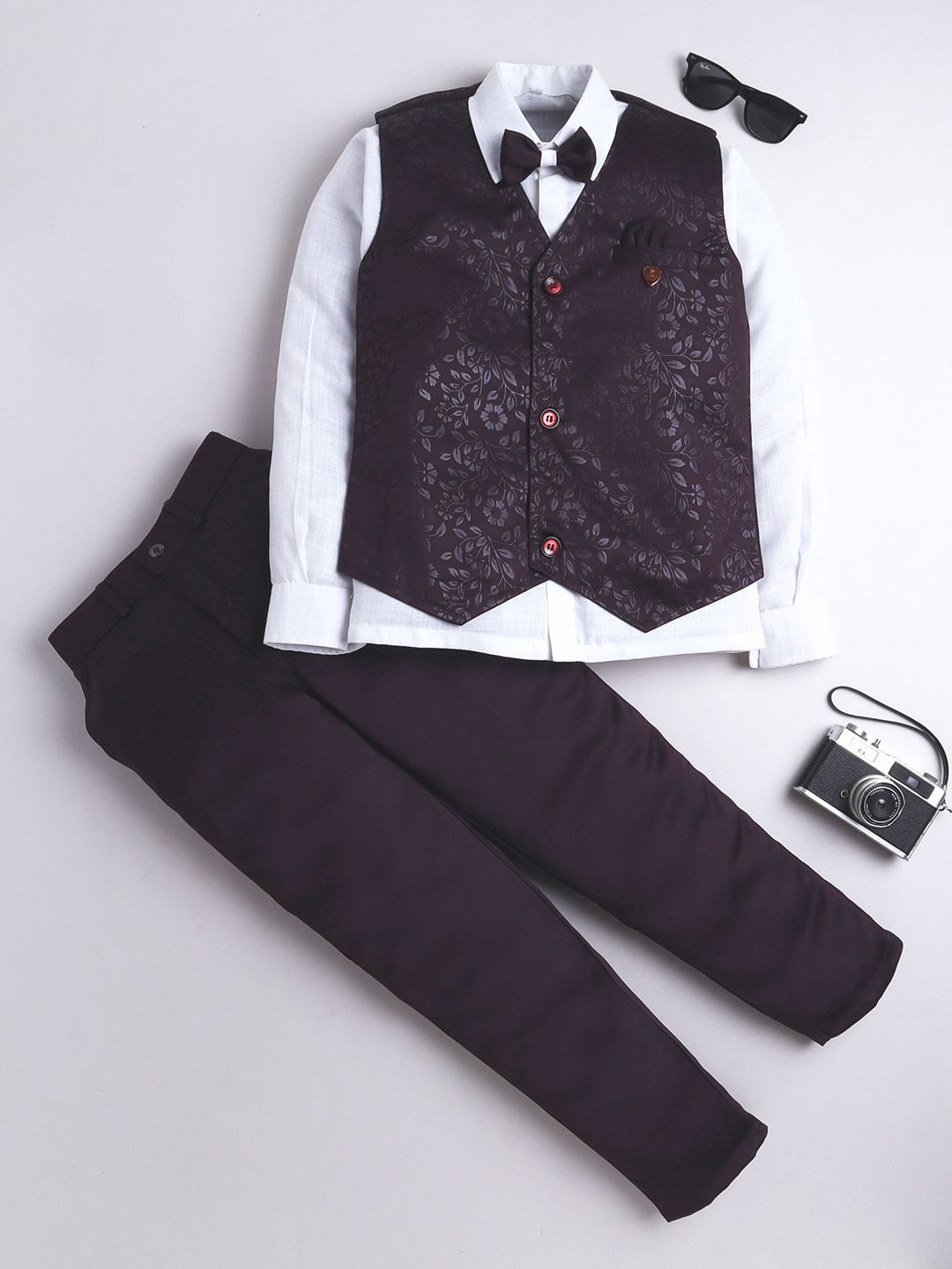 BAESD Boys Self Design Single-Breasted Three Piece Party Suit