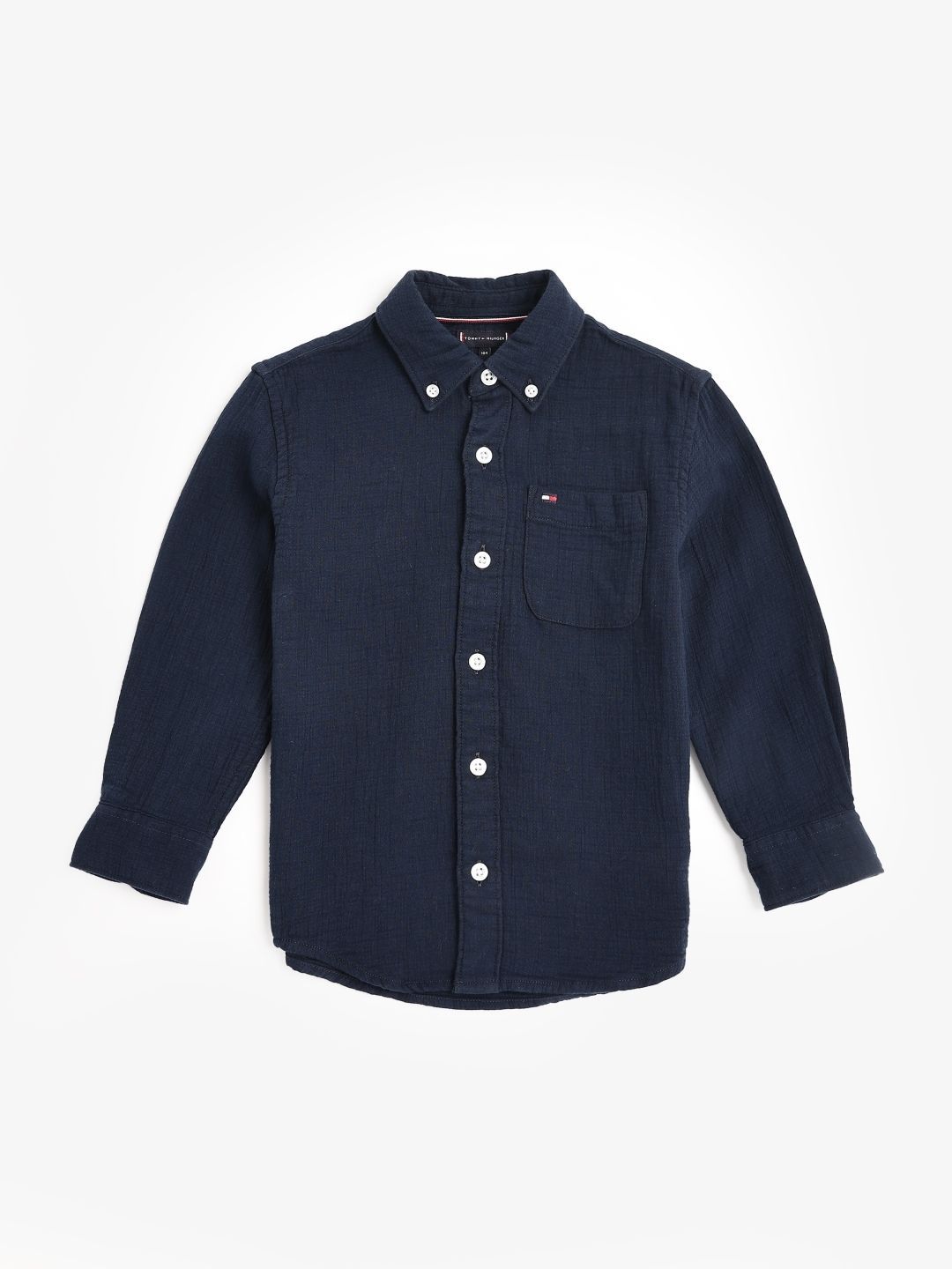 Tommy Hilfiger Boys Solid Button-Down Collar Pure Cotton Casual Shirt