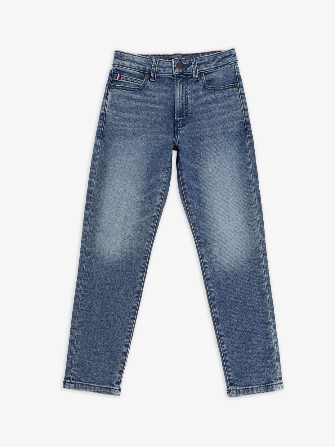 Tommy Hilfiger Boys Straight Fit Mid-Rise Light Fade Stretchable Jeans